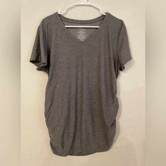 Time and Tru Gray Short Sleeve Relaxed Fit maternity T-Shirt size L - Picture 2 of 4